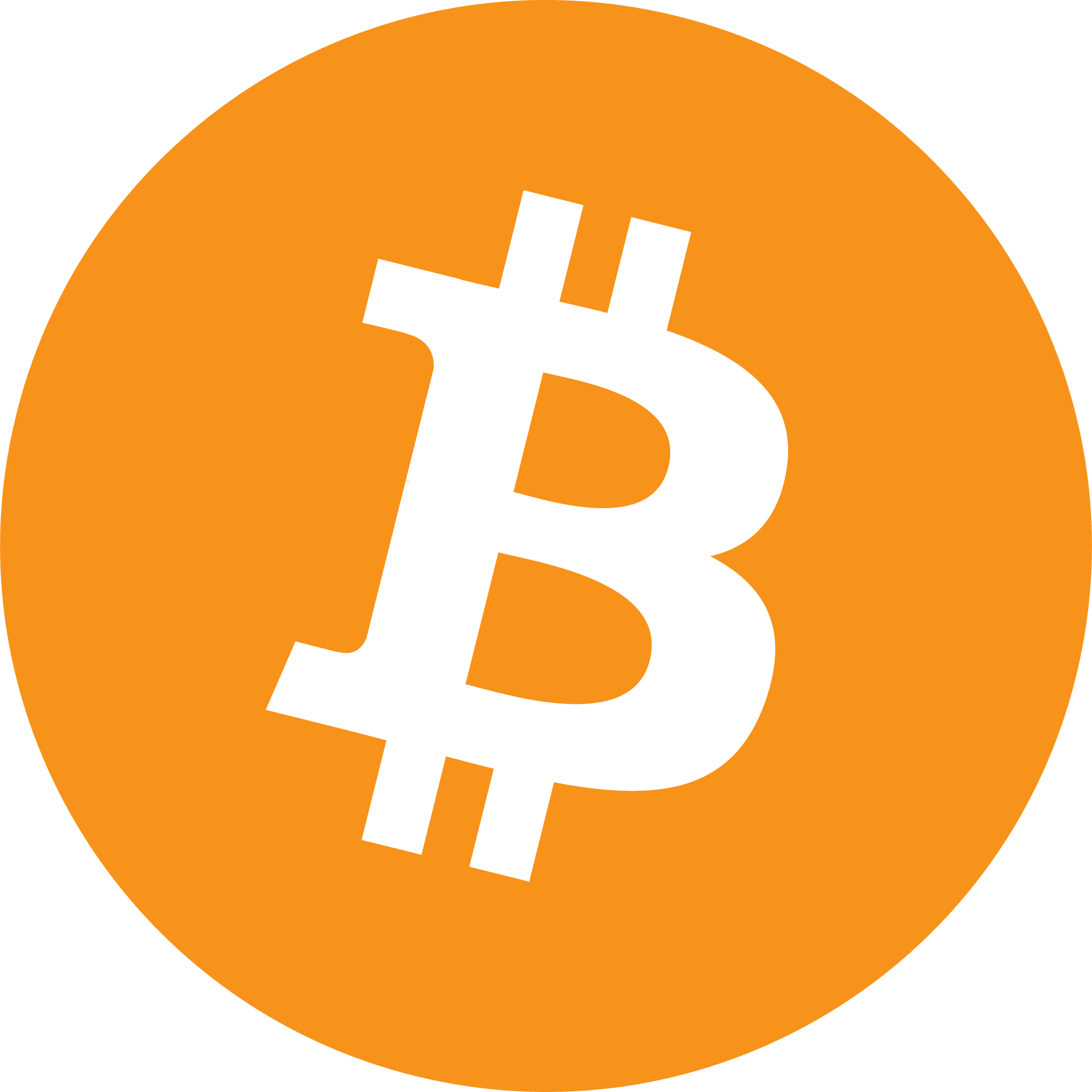 The Bitcoin logo, a white letter B on an orange circle